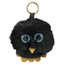 CHAVEIRO CORUJA DE PEL�CIA FOFINHO PRETO, BRANCO E BEGE