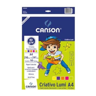 Bloco Criativo A4 80g Lumi 5 Cores Neon 50 Folhas  Canson
