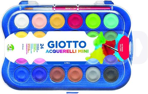 Aquarela Mini Pastilha 23mm Estojo 24 Cores Giotto