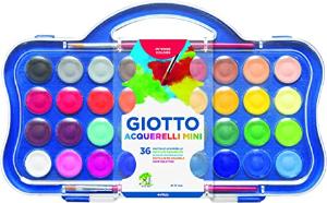 Aquarela Mini Pastilha 23mm Estojo 36 Cores Giotto