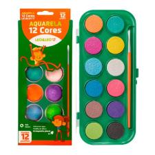 AQUARELA COM 12 CORES EM PASTILHA + PINCEL - LEO E LEO