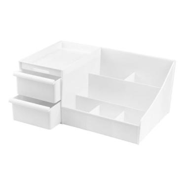 Organizador De Mesa Com Gaveta Porta Treco Multiuso Branco