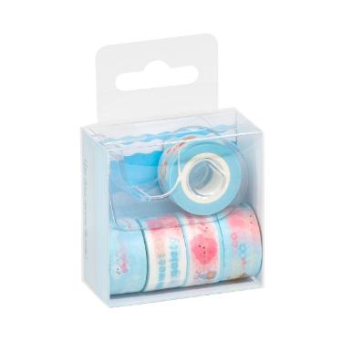 Fita Adesiva Brw Washi Tape + Mini Dispenser 5 Rolos 5 Modelos WT0600