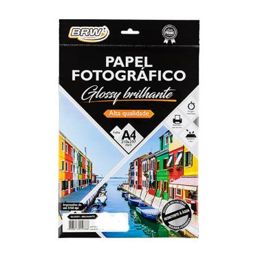 Papel Fotogr�fico A4 brw Glossy Brilhante 180g 20 Folhas