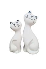 ENFEITE GATO SENTADO DE CER�MINCA PRETO/BRANCO COM 2 PECAS NA CAIXA
