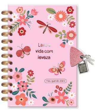 DI�RIO COM CHAVE FINA IDEA 84 FOLHAS BORBOLETAS 4360