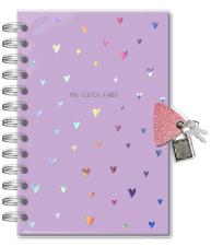 DI�RIO COM CHAVE FINA IDEA 84 FOLHAS CORA��ES HOLOGRAFICOS 4359