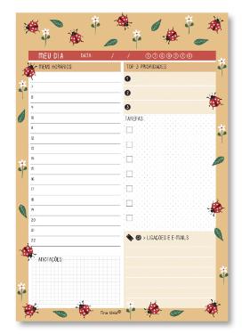 BLOCO TAREFAS DO DIA FINA IDEA 80 FOLHAS JOANINHA 2697