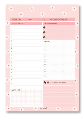 BLOCO TAREFAS DO DIA FINA IDEA 80 FOLHAS MARGARIDAS 2694