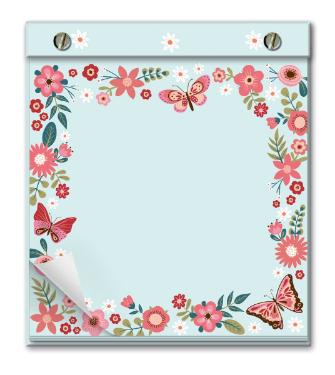 BLOCO OFFICE COM PINOS FINA IDEA 200 FOLHAS BORBOLETAS VERDE 2801