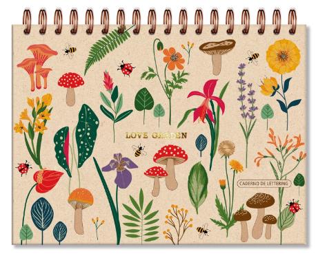 CADERNO LETTERING FINA IDEA 40FOLHAS BRANCAS LOVE GARDEN 5319