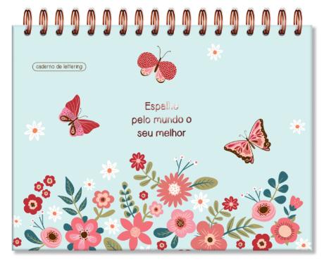 CADERNO LETTERING FINA IDEA 40 FOLHAS PRETAS BORBOLETAS 5357