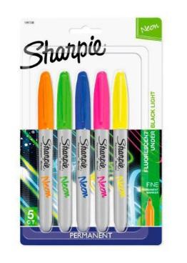 Marcador Permanente Fino Neon C/ 5 Cores - Sharpie