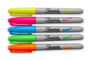 Marcador Permanente Fino Neon C/ 5 Cores - Sharpie
