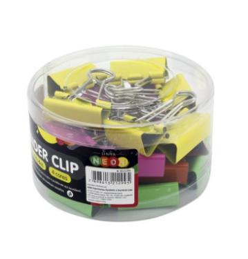 Clipes para Papel Binder 32mm Pote c/ 24 un Colorido
