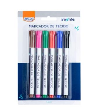 Caneta Para Tecido Blister c/ 6un BRW