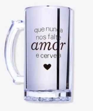 Caneca de Chopp Eletrost�tica Cora��o Sonhou - ZonaCriativa