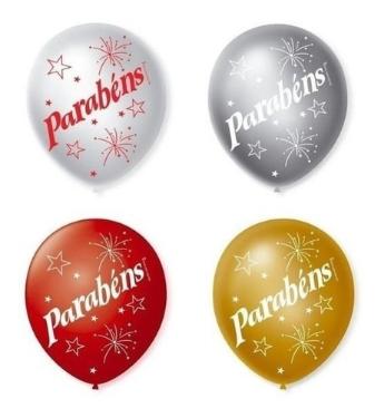 BALAO N9 TEMA PARABENS C/25 SORTIDOS CINTILANTE