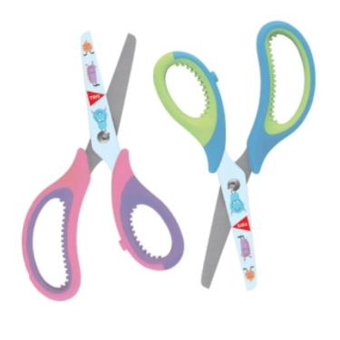 Tesoura Escolar Tris Soft 13Cm  Verde / Rosa