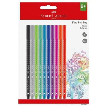 Caneta Fine Pen Pop 0.4mm - Faber-Castell - Blister com 10 Cores