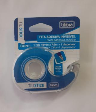 FITA ADESIVA INVISIVEL TILISTICK 18MM7M + 1 DISPENSER TILIBRA