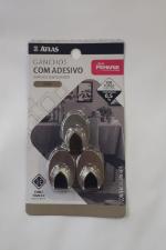 GANCHO ATLAS  ADESIVO INOX 0.5KG COM 3 UNIDADES PR2591