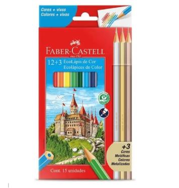 L�pis De Cor 12 Cores + L�pis Met�licos Ecol�pis Faber Castell