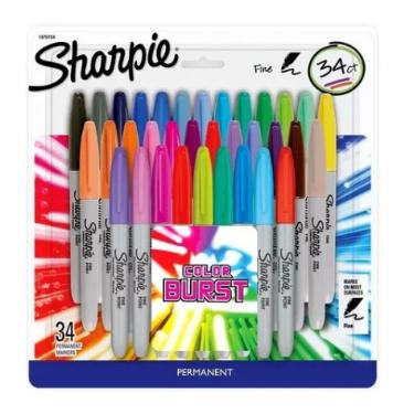 Marcadores permanentes  34pk Ponta fina multicolorida Sharpie