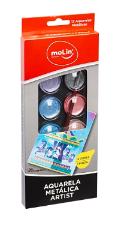 Aquarela Met�lica 12 Cores + 1 Pincel Molin
