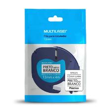 FITA ROTULADORA DYMO MULTILASER 12MM PRETO NO BRANCO - RF025