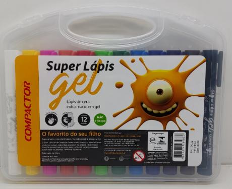L�pis de Cera Big Jumbo Gel C/12 Cores