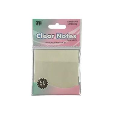 Bloco Adesivo Clear Notes Transparente 75X75mm Cristal Yes