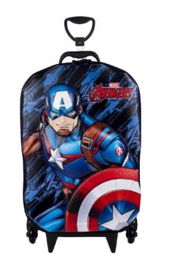 Mochila Escolar Rodinhas (Mochilete) 3D Capitao America Diplomata