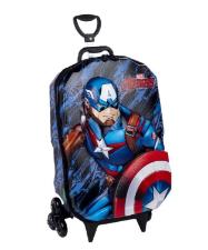 Mochila Escolar Rodinhas (Mochilete) 3D Capitao America Diplomata