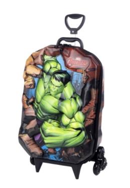 Mochila Escolar Rodinhas (Mochilete) 3D Hulk Marvel Diplomata