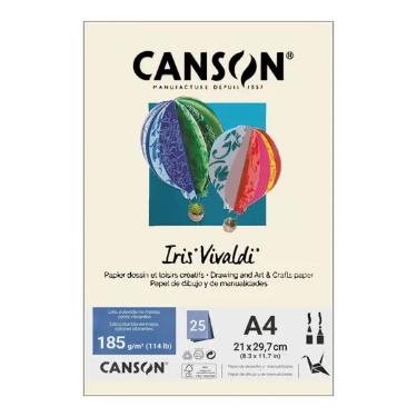 Papel Canson A4 Iris Vivaldi 185g 25Fls Creme