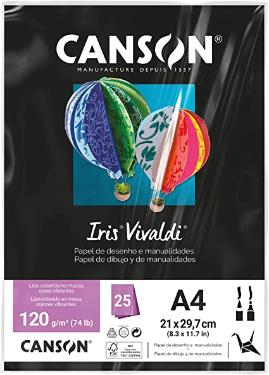 Papel Canson A4 120G Iris Vivald 25Fls Preto