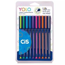 Caneta Esferogr�fica 0.7mm Estojo 10 unidades sortidas Cis Yolo