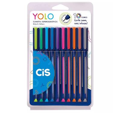 Caneta Esferogr�fica 0.7mm Estojo 10 unidades sortidas Cis Yolo