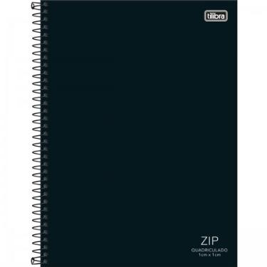 CADERNO QUADRICULADO 1X1 CM ESPIRAL CAPA DURA UNIVERSIT�RIO ZIP PRETO 80 FOLHAS