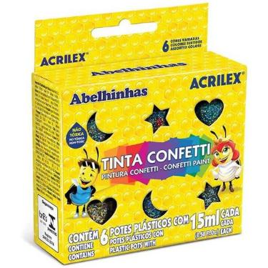 TINTA CONFETTI 15ML 6 CORES ACRILEX