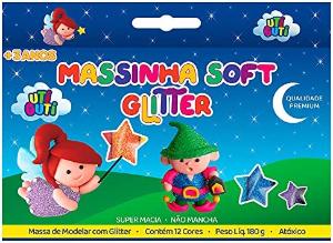Massa de Modelar Soft Glitter Estojo com 12 unidades 180gr Utiguti