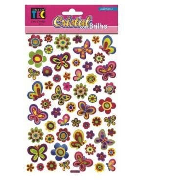 Adesivo Cristal Com Brilho Borboleta Toke e Crie