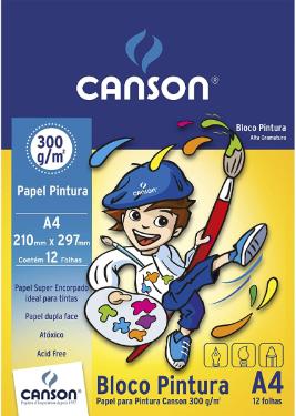 Bloco Pintura Escolar 300 g/m� A-4 21,0 x 29,7 cm com 12 Folhas Canson