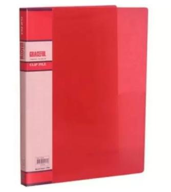 Pasta Grampo Mola A4 - Personaliz�vel - Transparente VERMELHA Yes