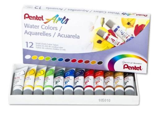 Tinta Aquarela Arts Water Colours com 12 Cores PENTEL