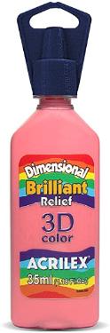 Tinta Relevo Dimensional Brilhante 35 ml Acrilex Avulso Rosa Ch� 567