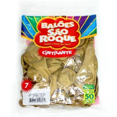 BEXIGA 7 DOURADO CINTILANTE PACOTE COM 50 UNIDADES - BAL�ES S�O ROQUE