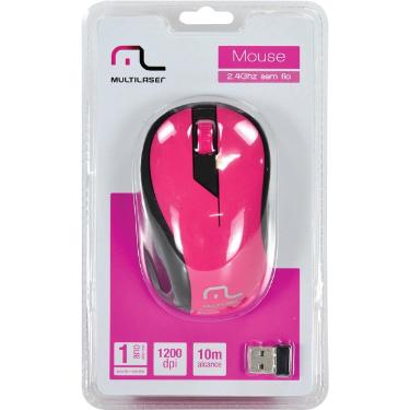 Multilaser Mouse Sem Fio 2.4ghz 1200dpi Mo214 Preto/Rosa