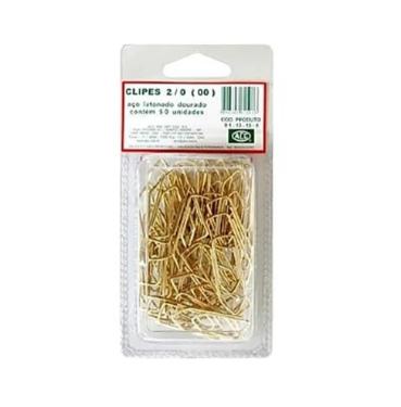 Clipes 2/0 em a�o latonado (dourado) c/50 unidades ACC